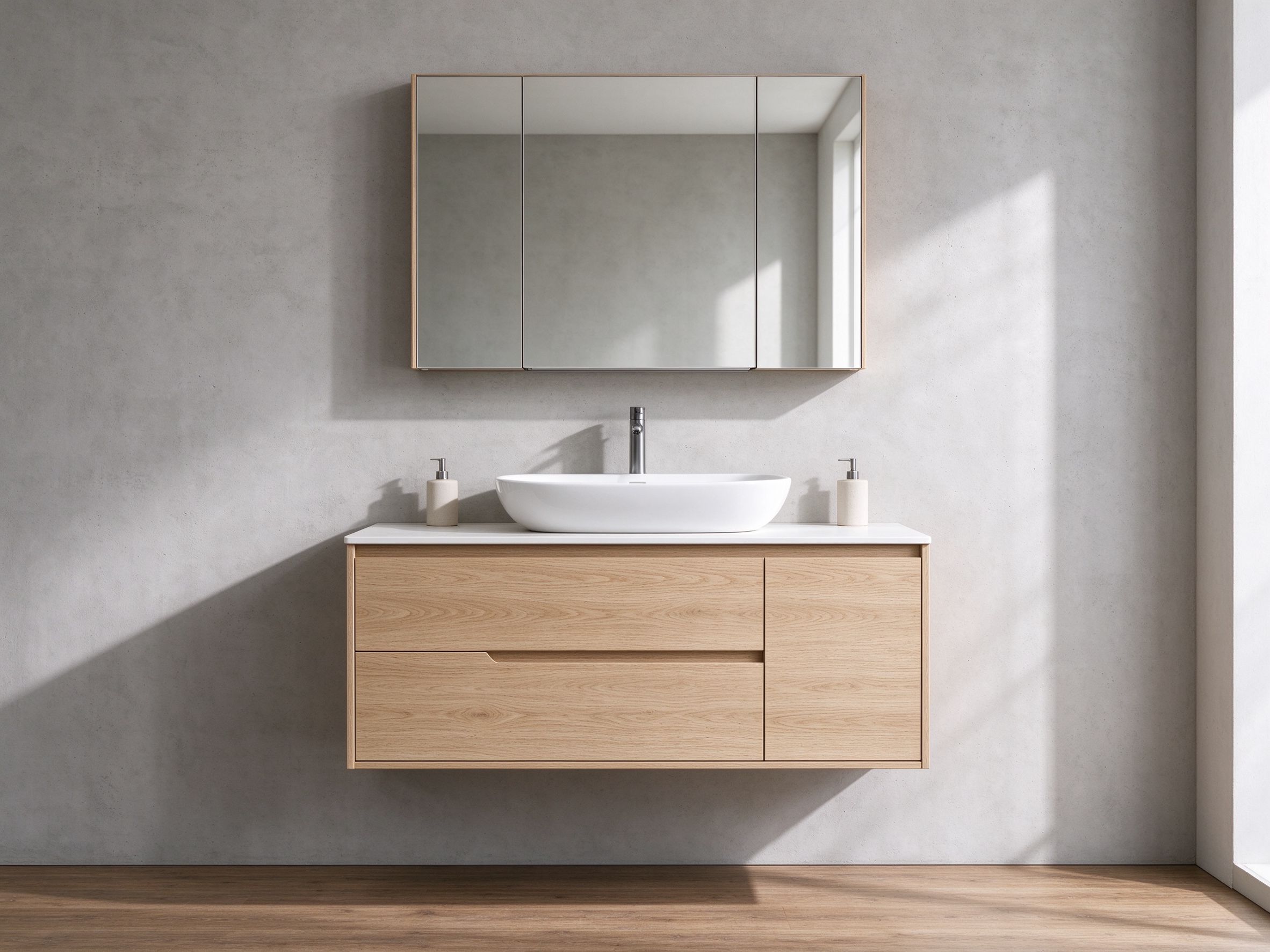 Oak veneer bathroom vanity