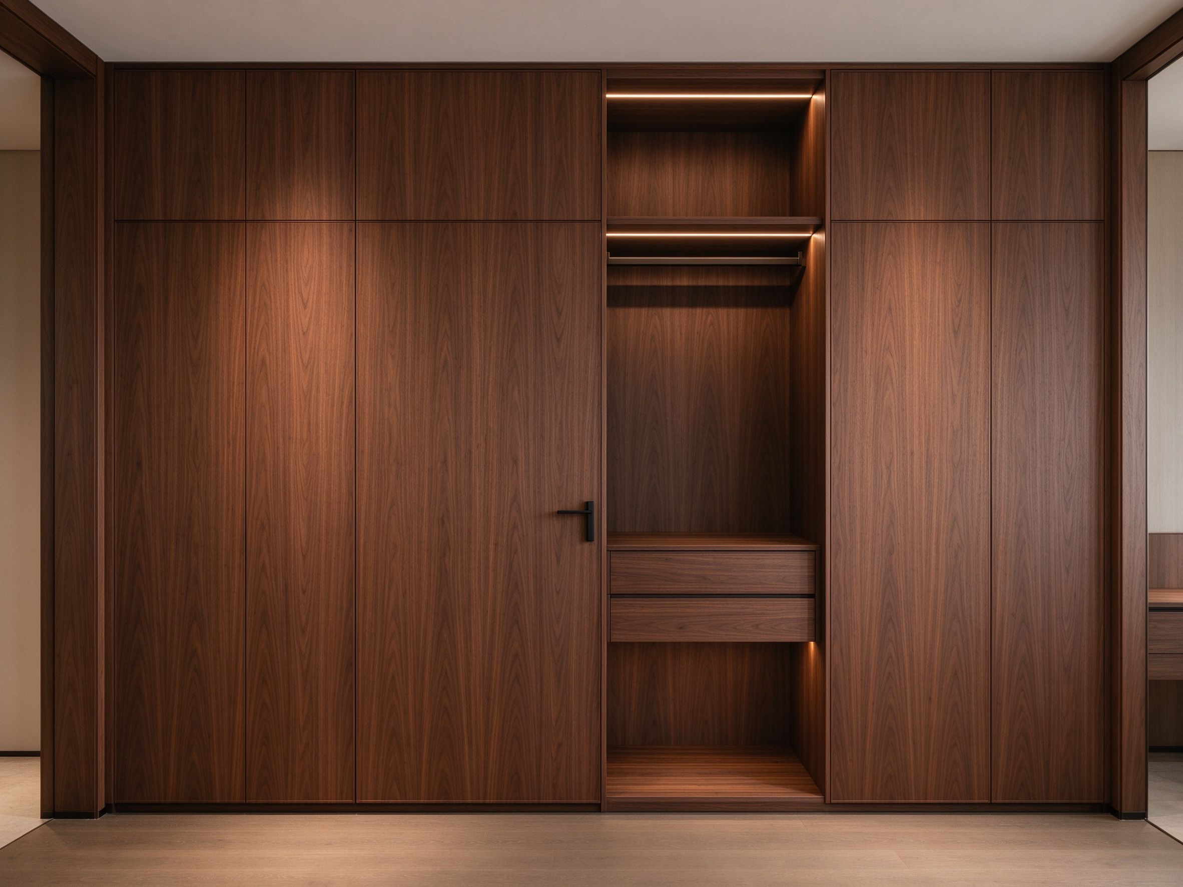 Walnut veneer wardrobe